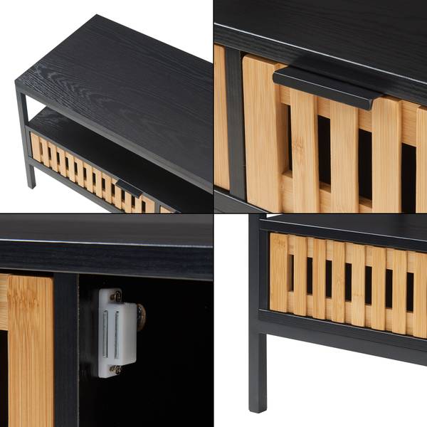 Couchtisch Luniehti Beige - Schwarz - Bambus - Holzwerkstoff - Metall - 40 x 48 x 100 cm