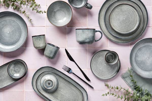 Serviesset ZEN 18-delig grijs - keramiek - 46 x 1 x 47 cm