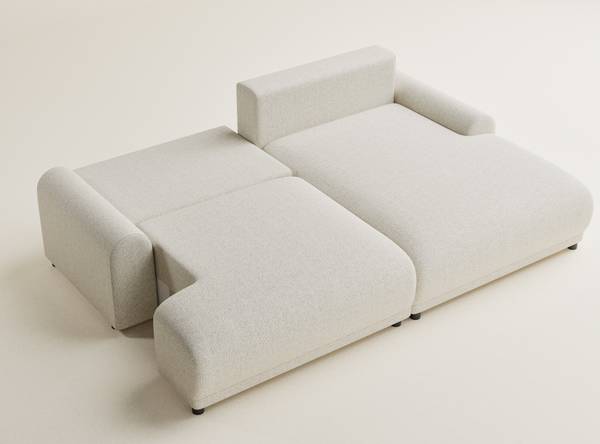 Ecksofa Tallin Creme - Ecke davorstehend rechts - Ottomane davorstehend rechts