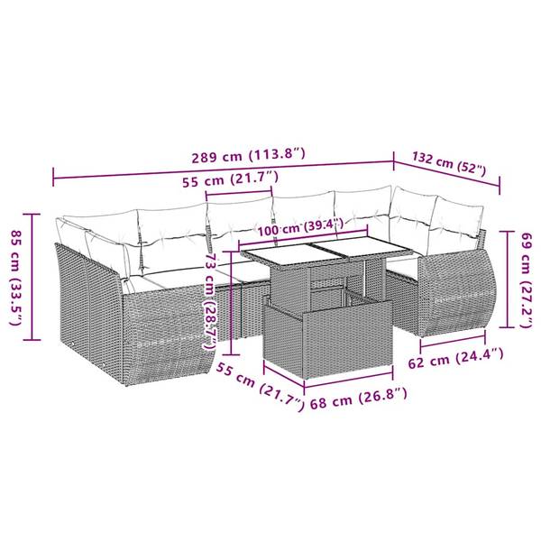 Garten-Lounge-Set 3036843-1 8-teilig Schwarz