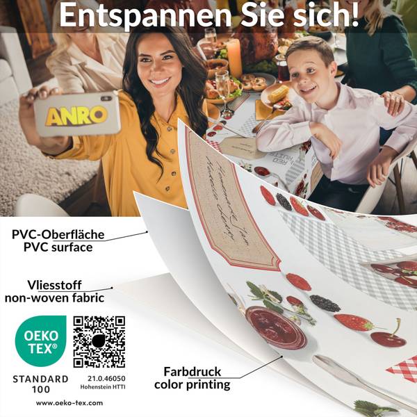 Wachstuchtischdecke Sommer mit SAUM Tiefe: 240 cm