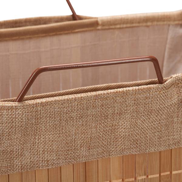 Wäschekorb Bambus mit Gestell Braun - Polyester - Stahl - 38 x 61 x 22 cm