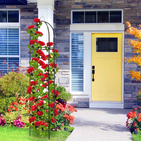 2x Rankhulp obelisk groen - staal - 40 x 190 x 40 cm