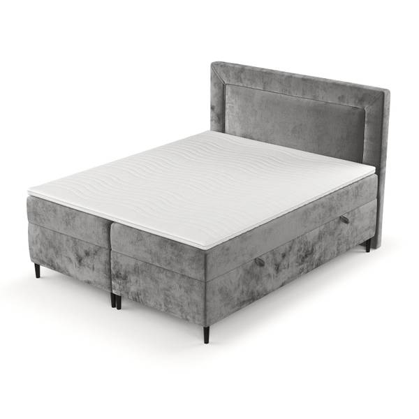 Boxspringbett Noble Bonellfederkern Grau - Liegefläche Breite: 180 cm
