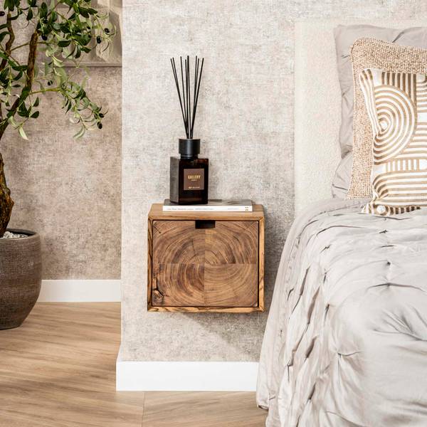 Nachtkastje BLOCK bruin - massief hout - 30 x 25 x 29 cm