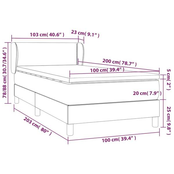 Boxspringbett 3017246-2 Schwarz - 103 x 203 cm