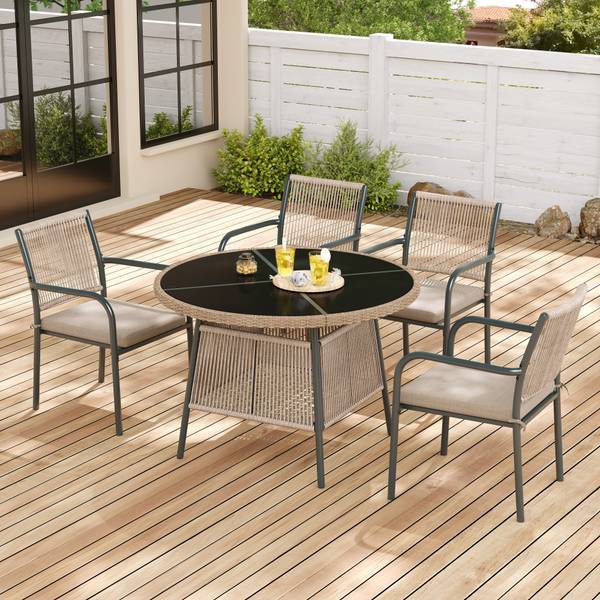 Gartenmöbel-Set Anemoi Ⅰ Beige - Schwarz - Metall - Textil
