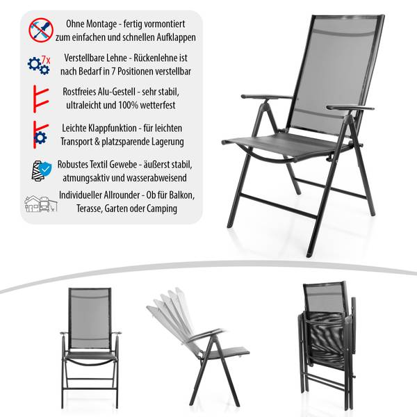 Gartenstühle 1000494 2er Sets Schwarz - Kunststoff - 44 x 105 x 44 cm