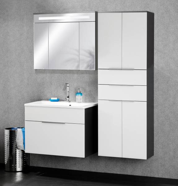 Waschbeckenunterschrank Kara Weiß Weiß - Holzwerkstoff - 81 x 56 x 60 cm