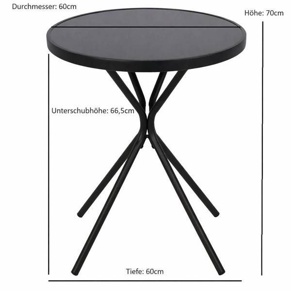 Garnitur MILANO (3-teilig) Anthrazit - Schwarz - Grau - Glas - Metall - Kunststoff