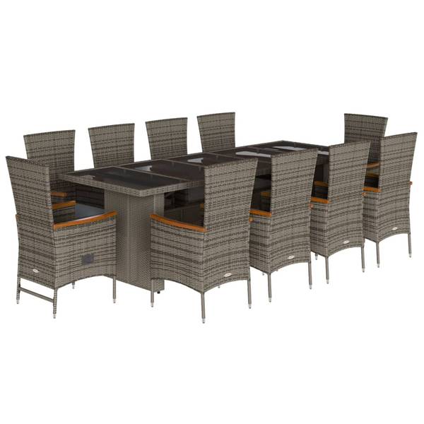 Garten-Essgruppe 3277559 11-teilig Grau - Polyrattan - 90 x 75 x 240 cm