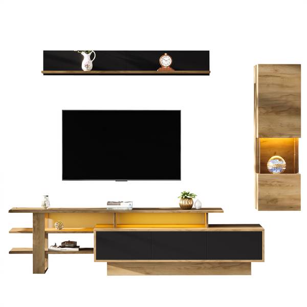 Wohnwand  Cronus Ⅰ（3-tlg） Schwarz - Braun - Holzwerkstoff - Kunststoff - 40 x 100 x 180 cm