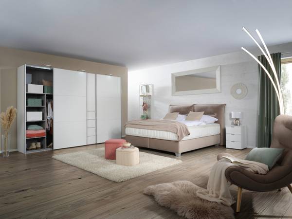 Boxspringbett FOG Beige - Textil - Holz teilmassiv - 184 x 1 x 160 cm