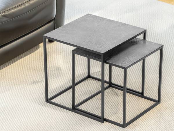 Couchtisch HILLARY 2er Set Schwarz - Silber - Metall - 40 x 40 x 40 cm