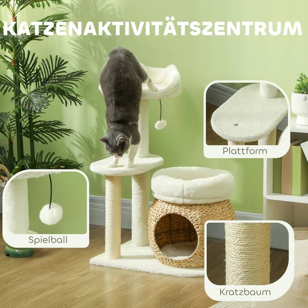 Kratzbaum D30-852V00CW Weiß - Holzwerkstoff - 40 x 79 x 60 cm