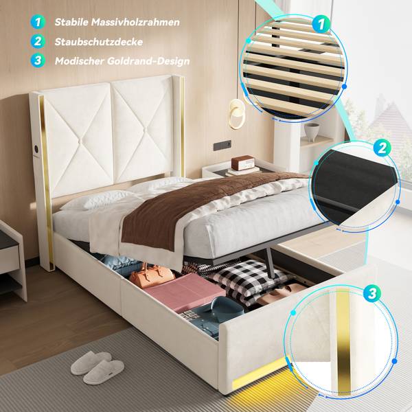 Einzelbett K-1969 Beige