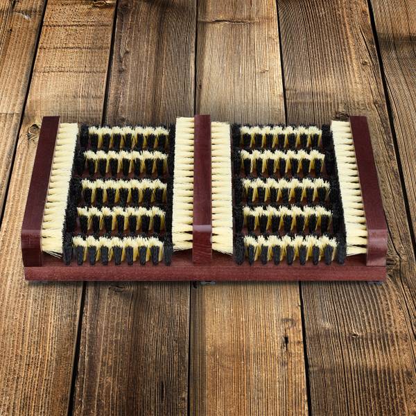 Schuhabstreifer mit Bürsten Beige - Schwarz - Braun - Holzwerkstoff - Kunststoff - 36 x 6 x 26 cm