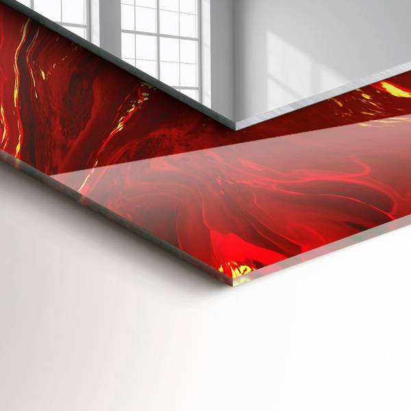 Wandspiegel Abstrakte rote Farbe Höhe: 80 cm