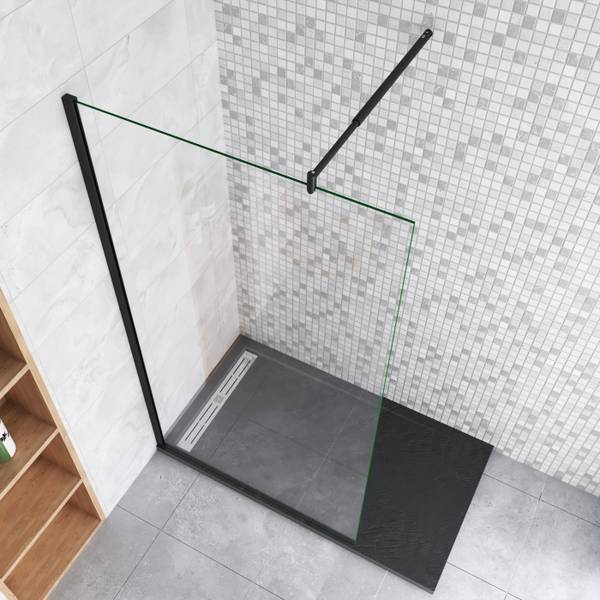 schwarze Duschwand Walk-In Schwarz - Sicherheitsglas - 50 x 200 x 1 cm