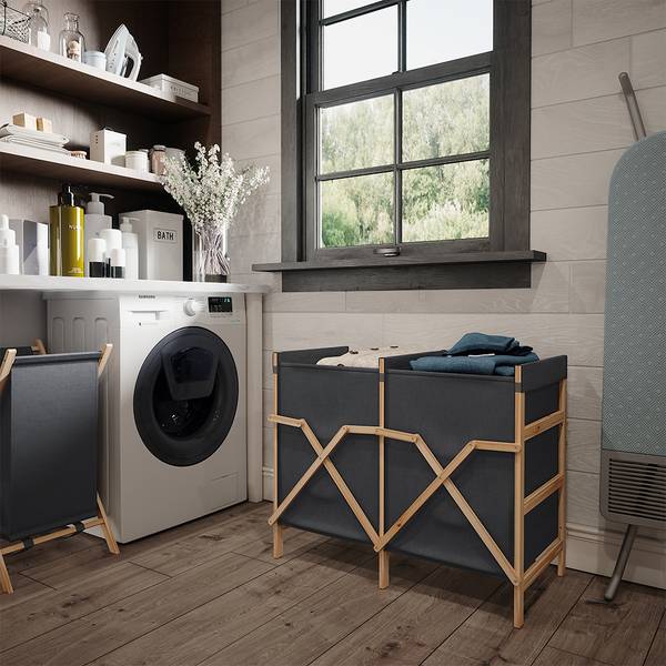 Armoire de salle de bain Bruno 55187 Gris - Bois massif - 80 x 64 x 40 cm