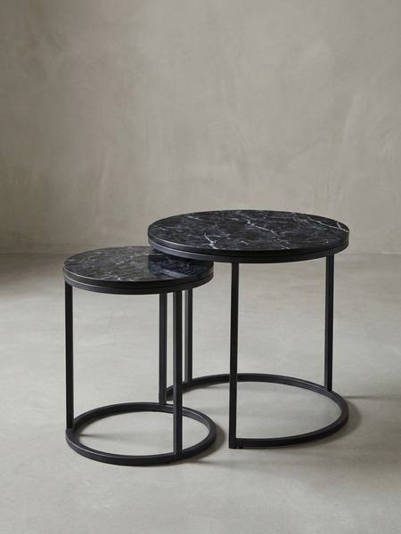 Satztisch MARMIX 2er-Set Schwarz - Holzwerkstoff - 50 x 45 x 50 cm
