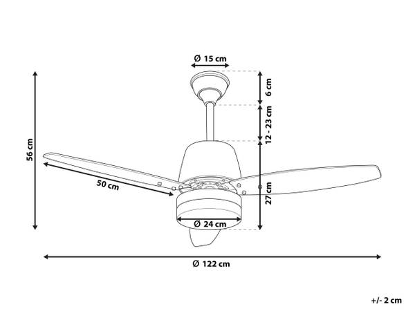 Ventilateur de plafond MLAVA Noir - Marron - Blanc - Bois manufacturé - 122 x 56 x 74 cm