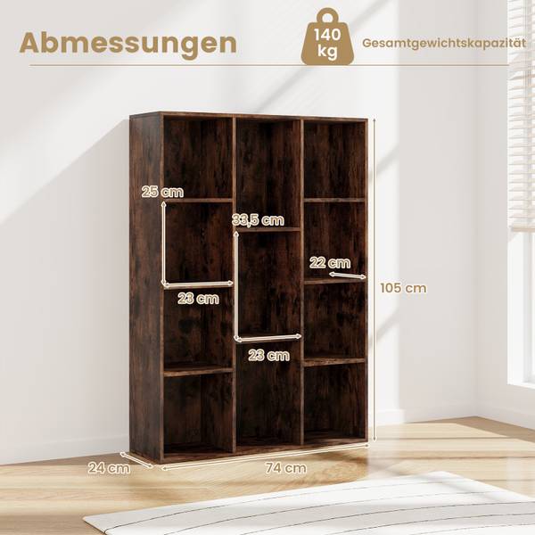 Bücherregal ON32925 Braun - Holzwerkstoff - 24 x 106 x 74 cm
