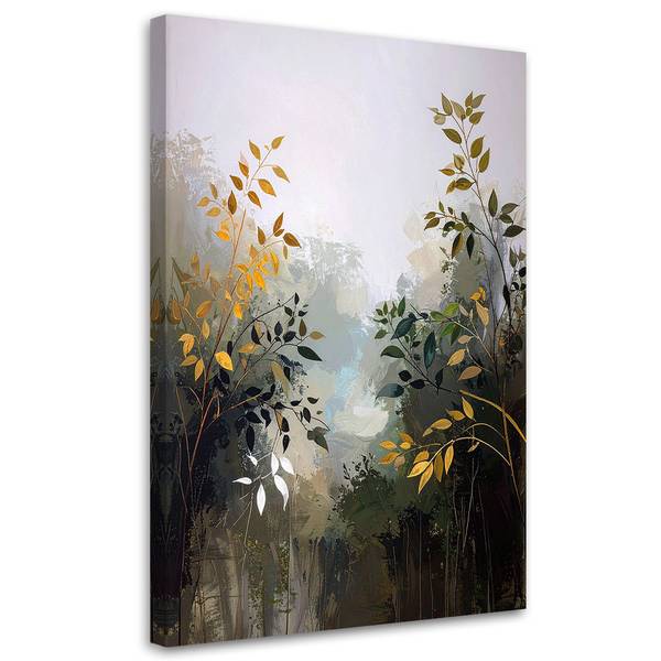 Wandbild Pflanzen Grün - Polyester - 80 x 120 x 3 cm
