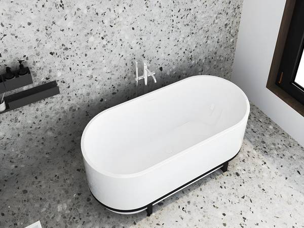Freistehende Badewanne PLECO Weiß - Naturfaser - 74 x 60 x 160 cm
