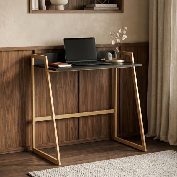 Schreibtisch Kuomi Beige - Grau - Stahl - 73 x 84 x 47 cm