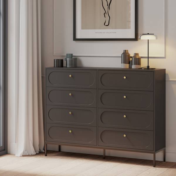 Ladekast TILA zwart - plaatmateriaal op houtbasis - 150 x 116 x 40 cm