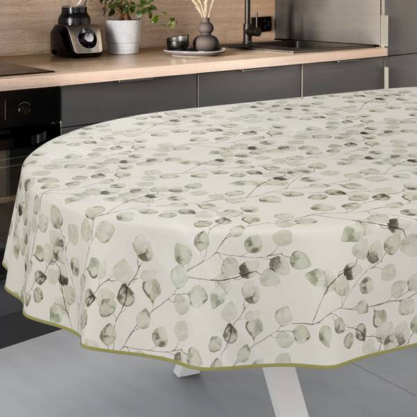 Wachstuchtischdecke Eukalyptus mit SAUM Tiefe: 200 cm
