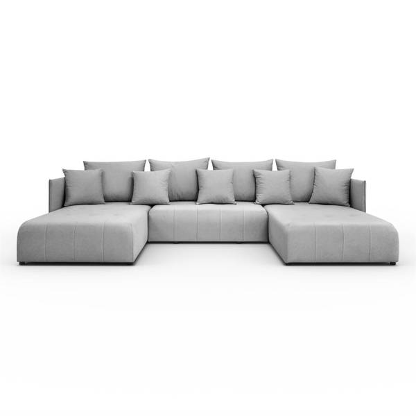Ecksofa APOLLO U mit Schlaffunktion Grau - Polyester - 348 x 93 x 188 cm