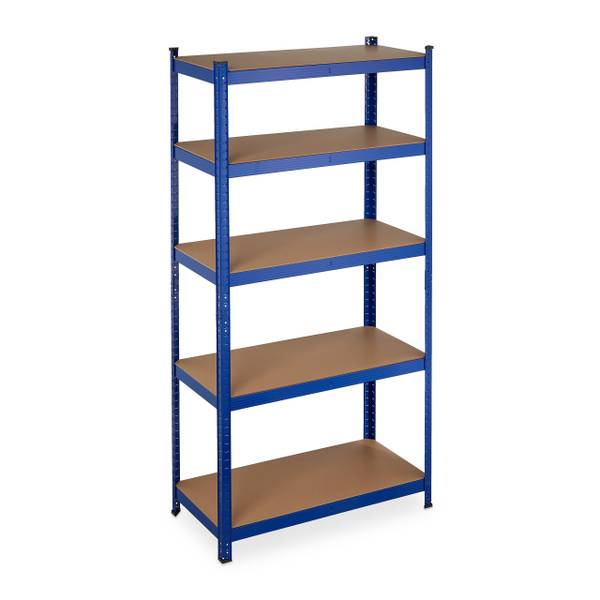 Schwerlastregal 180x90x45 blau Schwarz - Blau - Braun - Stahl - 90 x 180 x 45 cm
