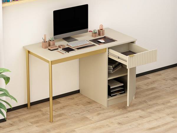 Schreibtisch MILIAKI Beige - Holz teilmassiv - 120 x 75 x 55 cm