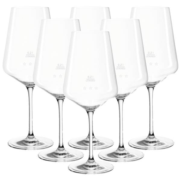 Rotweingläser geeicht Puccini 6er Set Kristallglas - 11 x 26 x 11 cm