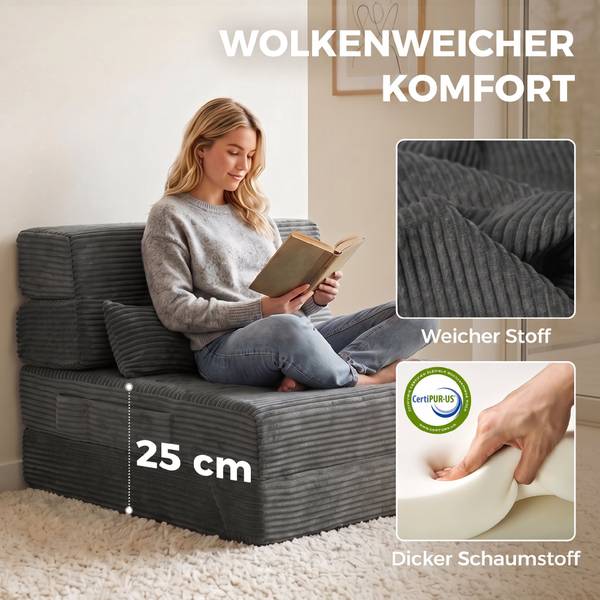 Bodenstuhl 83B-898V00CG Grau - Cord - 70 x 13 x 200 cm