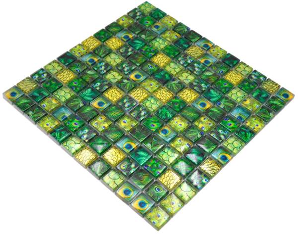 Mosaikfliesen 68-WL84 Grün - Glas - 30 x 30 x 30 cm