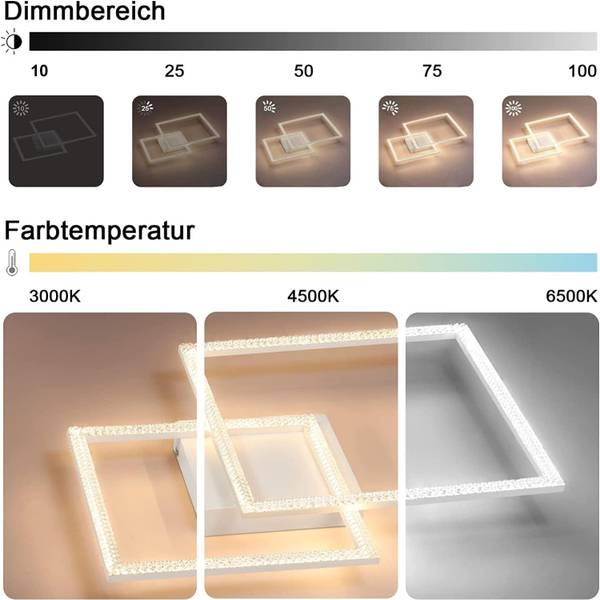 Plafonnier LED Beatrice Noir - Métal - 48 x 9 x 57 cm