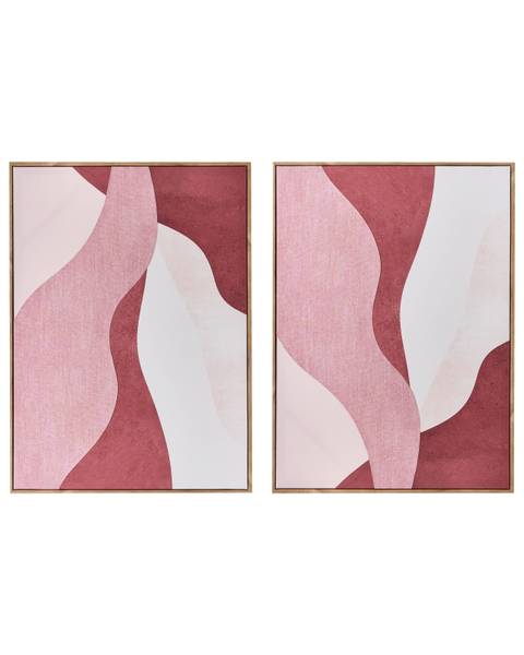 Wandbild mit Rahmen GOWRAN 2-tlg Pink - Rot - Weiß - Kunststoff - 52 x 72 x 3 cm