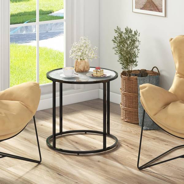 Beistelltisch TH32741ITDE Schwarz - Glas - 50 x 50 x 50 cm