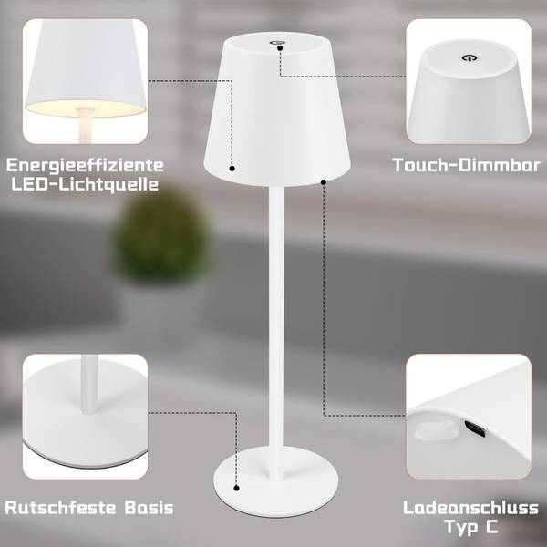 Lampe de table LED Regensburg Blanc