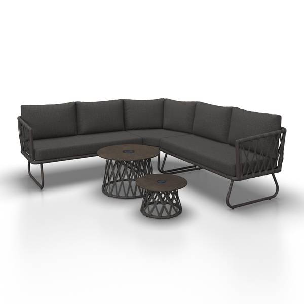 Loungegarnitur ELEA Grau - Metall - Stein - Textil