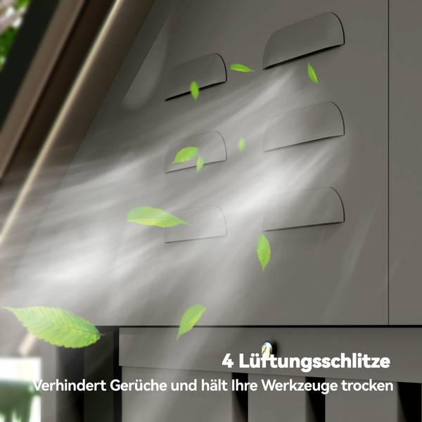 Gartengerätehaus 84H-639V00LG Grau - Stahl - 121 x 192 x 122 cm