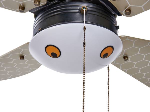 Ventilateur de plafond DOLORES Noir - Gris - Jaune - Métal - 95 x 50 x 95 cm