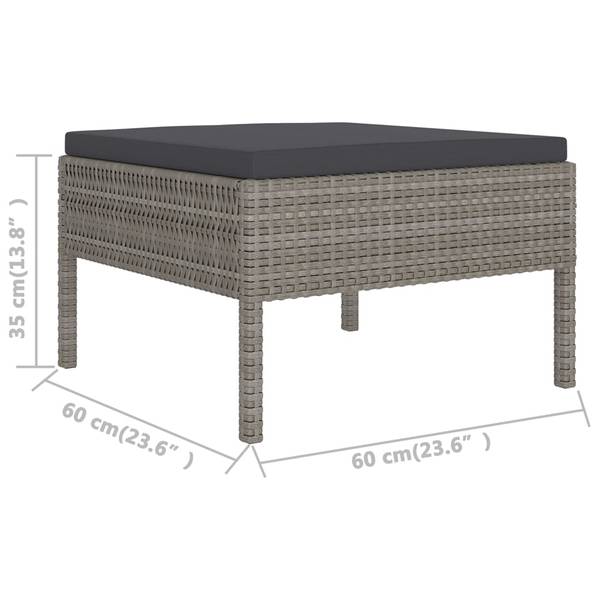 Garten-Lounge-Set 3094546 8-teilig Grau - Polyrattan - 60 x 35 x 60 cm