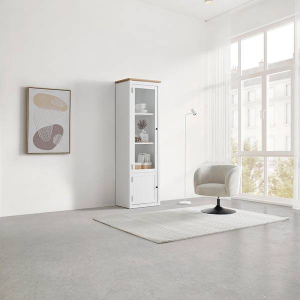 Vitrine KORSIKA Braun - Weiß - Holzwerkstoff - 59 x 195 x 43 cm