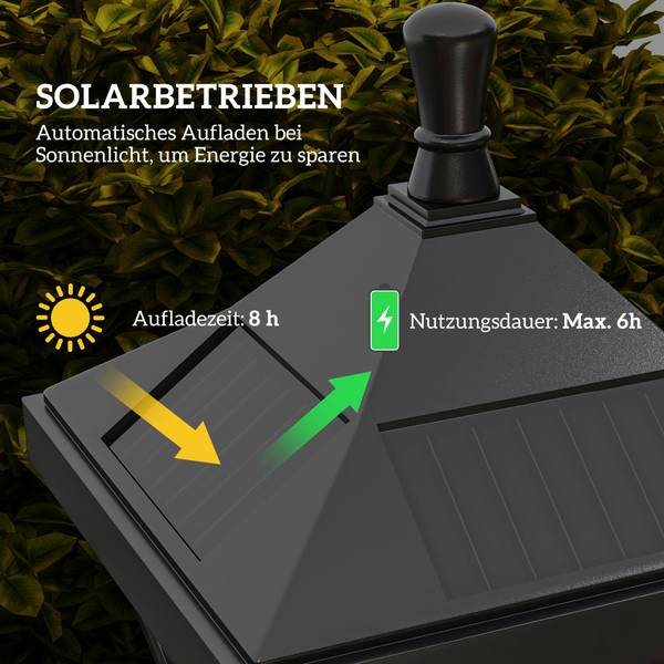 Solar Gartenlaterne B30-053V00BK Schwarz - ABS - Polycarbonat - 15 x 127 x 15 cm