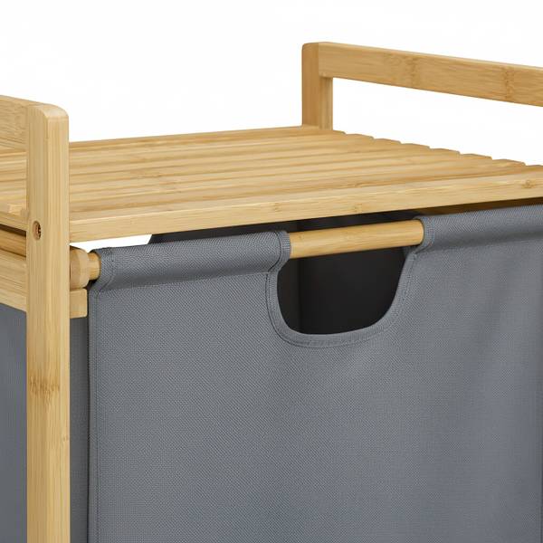 Wäschekorb mit Stoffschublade Braun - Grau - Silber - Polyester - 40 x 95 x 33 cm
