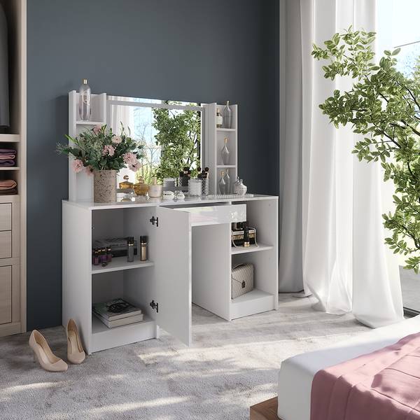 Kaptafel met licht Sherry 57627 wit - plaatmateriaal op houtbasis - 129 x 76 x 51 cm